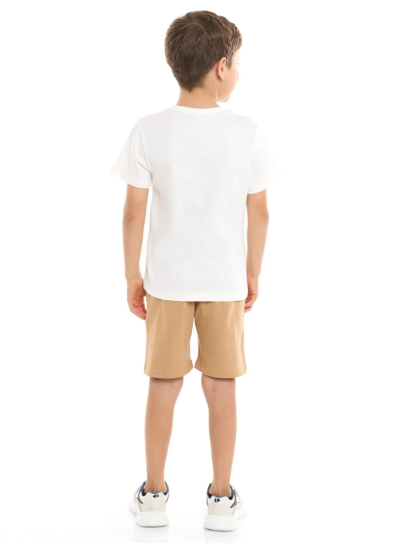 victor and jane Victor and Jane Boys' 2 Piece Set with Matching Tshirt And Slogan Print Shorts