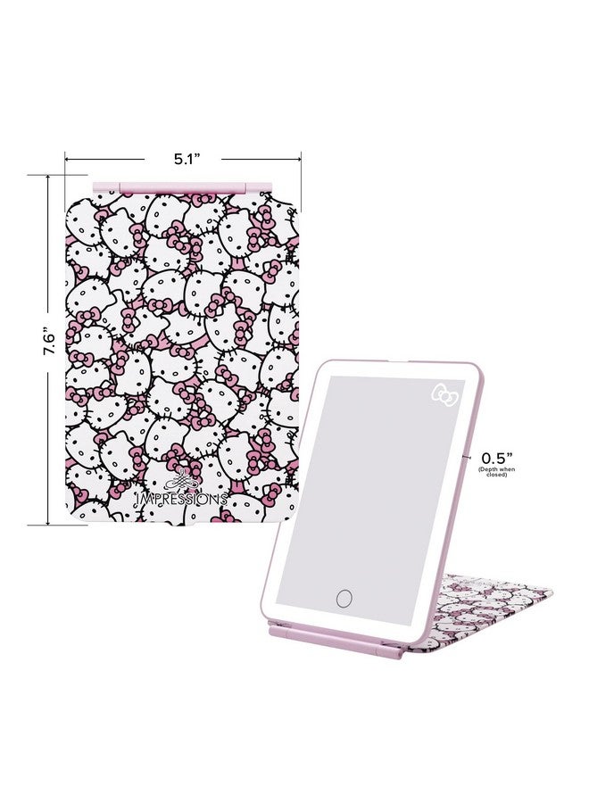ايبريشنس ڤانيتي . كومباني مرآة مكياج صغيرة Tritone مع لوحة لمس صغيرة من Impressions Vanity Hello Kitty مع غطاء قلاب مطبوع وشريط LED ومرآة زينة للسفر مع مفتاح مستشعر يعمل باللمس وامتداد USB (أبيض/وردي) - Image 2