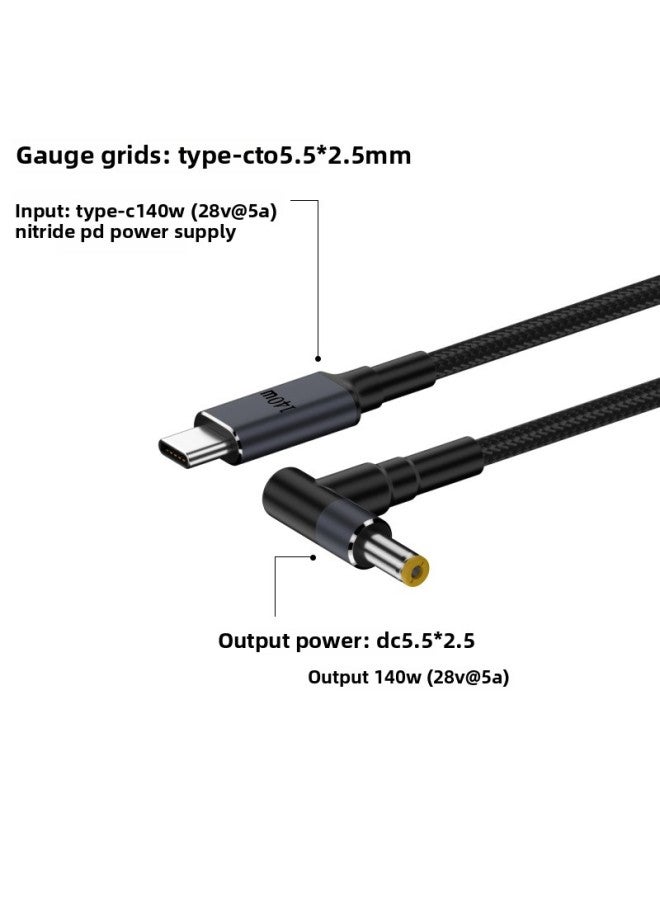 Notebook 3A Fast Charge PD Power Supply Induction Line 65W TYPE-C To DC Square Port 4.0 4.5 7.4 Trap Line-Color:140W 28V5A/5.5*2.2MM - Image 1