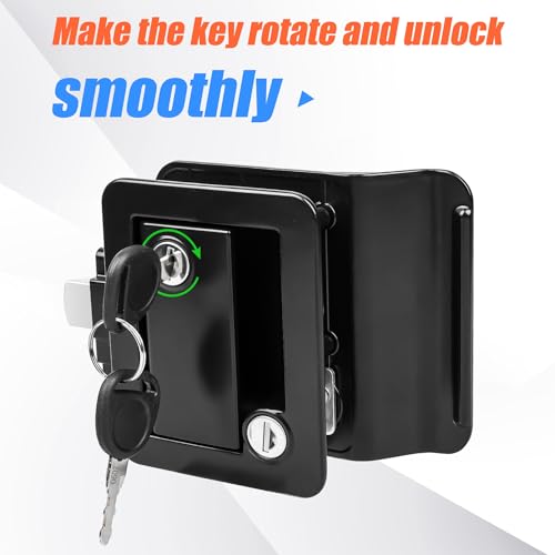 Siasky Black RV Door Lock Replacement, Upgraded RV Door Latch with Paddle Deadbolt 4 Keys, Camper Door Lock for Travel Trailers Horse Cargo Hauler, Zinc Alloy Trailer Entry Door Latch Replacement - Image 4