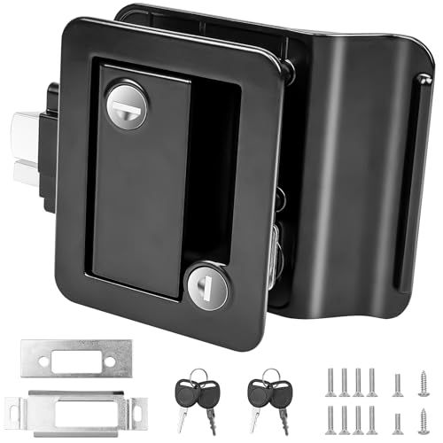 Siasky Black RV Door Lock Replacement, Upgraded RV Door Latch with Paddle Deadbolt 4 Keys, Camper Door Lock for Travel Trailers Horse Cargo Hauler, Zinc Alloy Trailer Entry Door Latch Replacement - Image 1