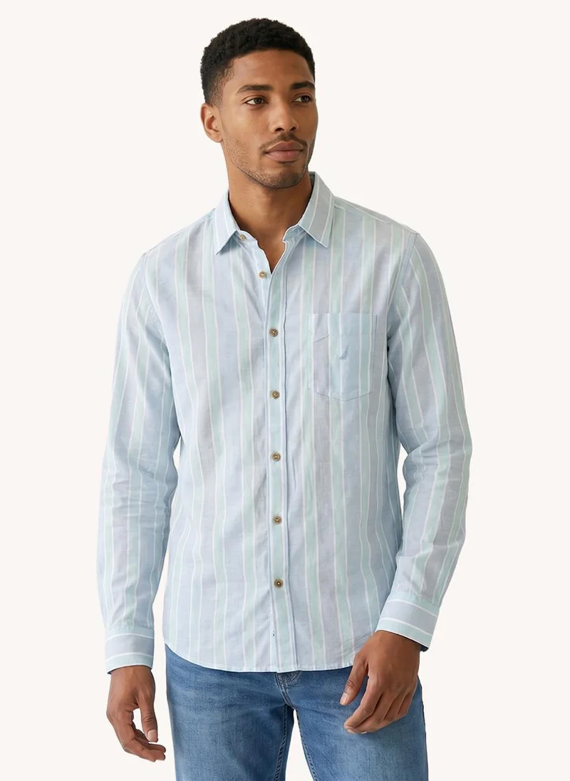 NAUTICA Men's Long Sleeve Linen Blend Shirt