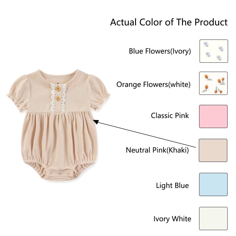 Ruliby Baby Girl Bubble Romper Floral Bodysuit Pink Newborn Girl Outfits 3-6 Months - Image 2