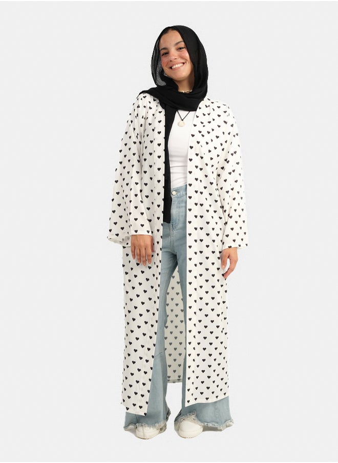 Clue Satin Heart Printed Kimono  - Image 1