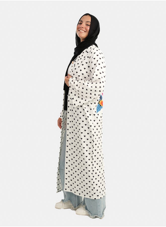 Clue Satin Heart Printed Kimono  - Image 2