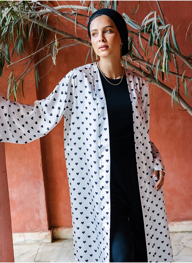 Clue Satin Heart Printed Kimono  - Image 3