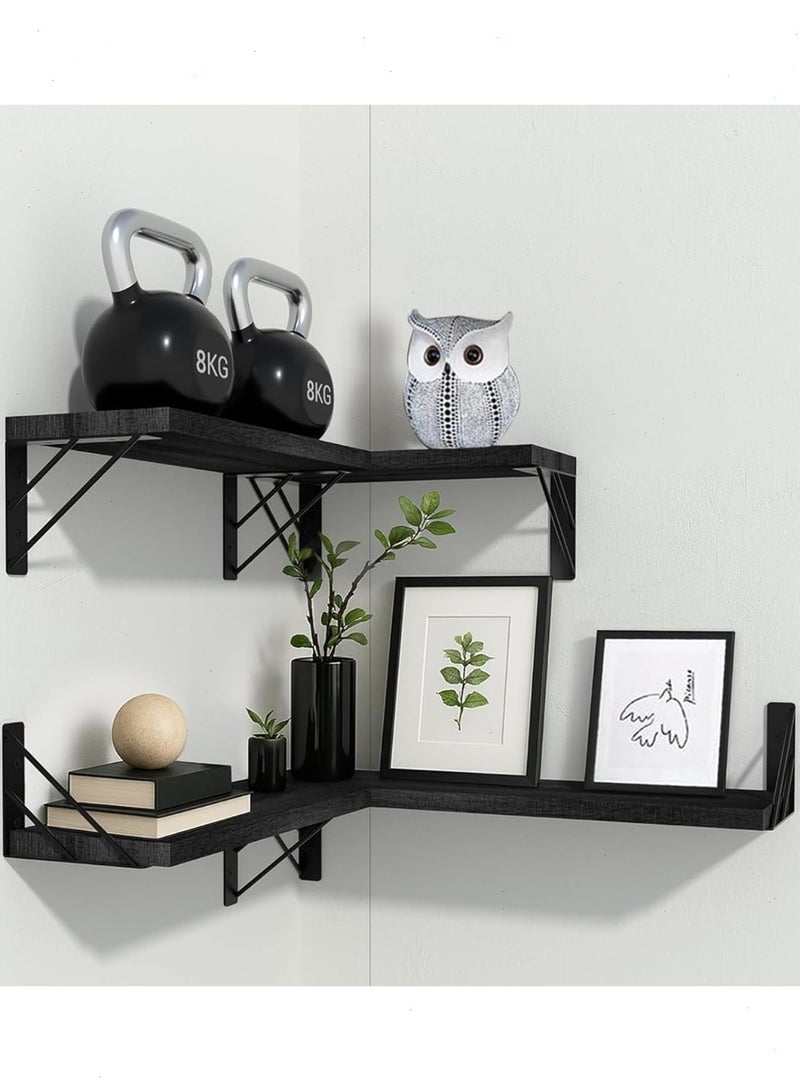 Yoawllty 4Pcs Floating Wall Shelves, Wood Shelves for Bedroom Decor,  Home Storage Rack, Hanging Shelf for Home, Office - Image 2