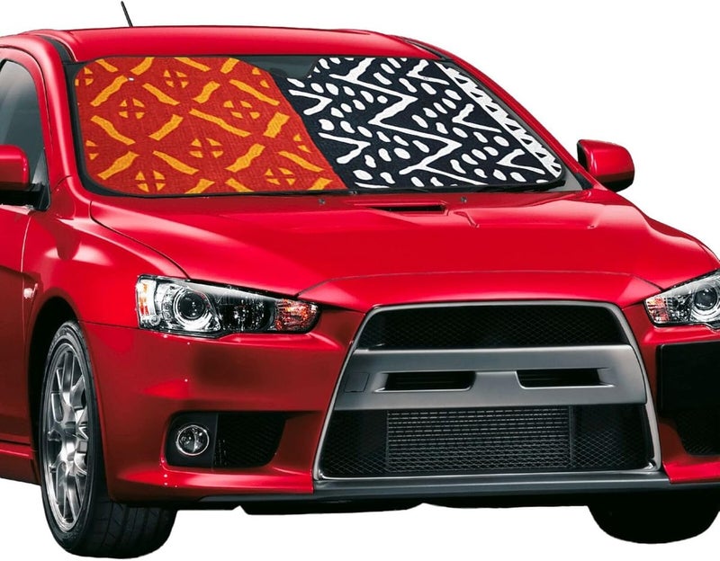 African Print Car Windshield Sun Shade, Keeps Interior Cool, Foldable Sun Visor Protector, Fits Cars Trucks SUVs Medium - Image 2