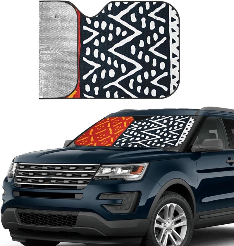 African Print Car Windshield Sun Shade, Keeps Interior Cool, Foldable Sun Visor Protector, Fits Cars Trucks SUVs Medium - Image 3
