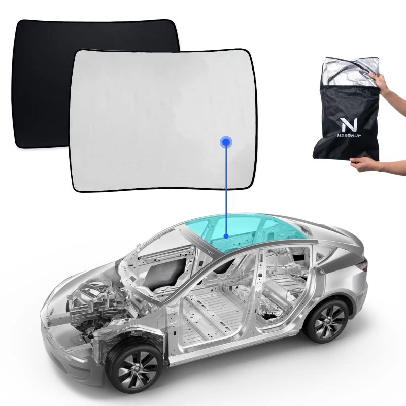 Nestour Foldable Sunshade Sunroof Window Shade Accessories Fit for Tesla Model Y 20202023 with UVHeat Insulation Film