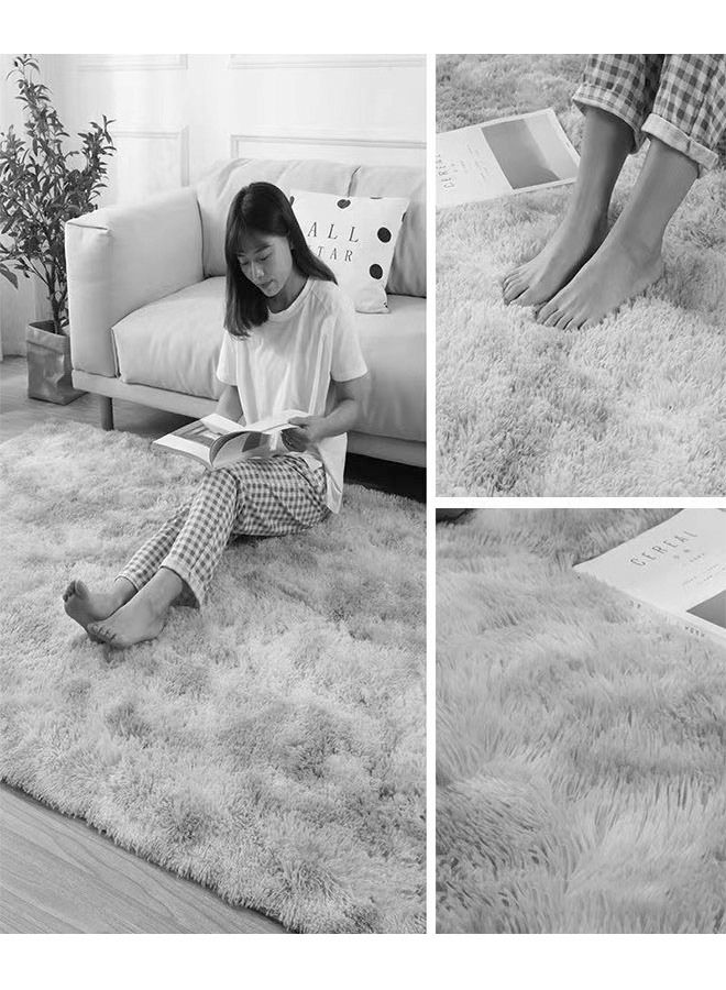 ZCM-HAPPY Modern Style Area Rug Non-Slip Super Soft Touch Living Room Bedroom Kitchen Decoration Of Carpet Floor Rug Fluffy Long Pile Rectangular 100x160cm - Image 2