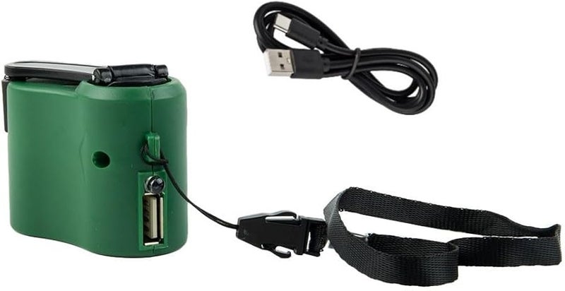 شاحن هاتف طوارئ يدوي أخضر بالرافعة اليدوية USB للسفر والطاقة الخارجية - Image 2