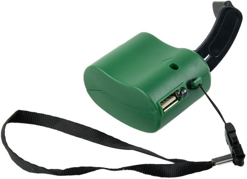 شاحن هاتف طوارئ يدوي أخضر بالرافعة اليدوية USB للسفر والطاقة الخارجية - Image 3