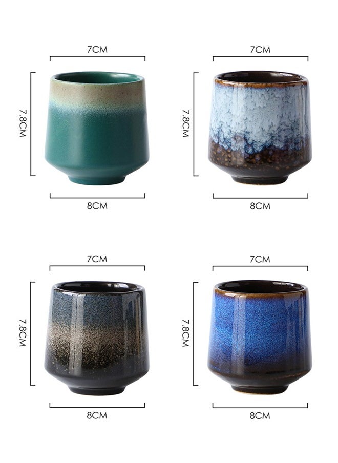 Joshberg 4-Piece Ceramic Teacup Set Kung Fu Tea Set Porcelain Tea Cup Set,Multicolour 220ml  - Image 5