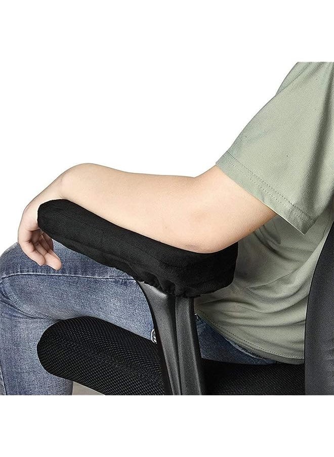 Ergonomic Memory Foam Office Chair Armrest Pads Comfy Gaming Chair Arm Rest Covers For Elbows And Forearms Pressure Relief Set Of 2 Black