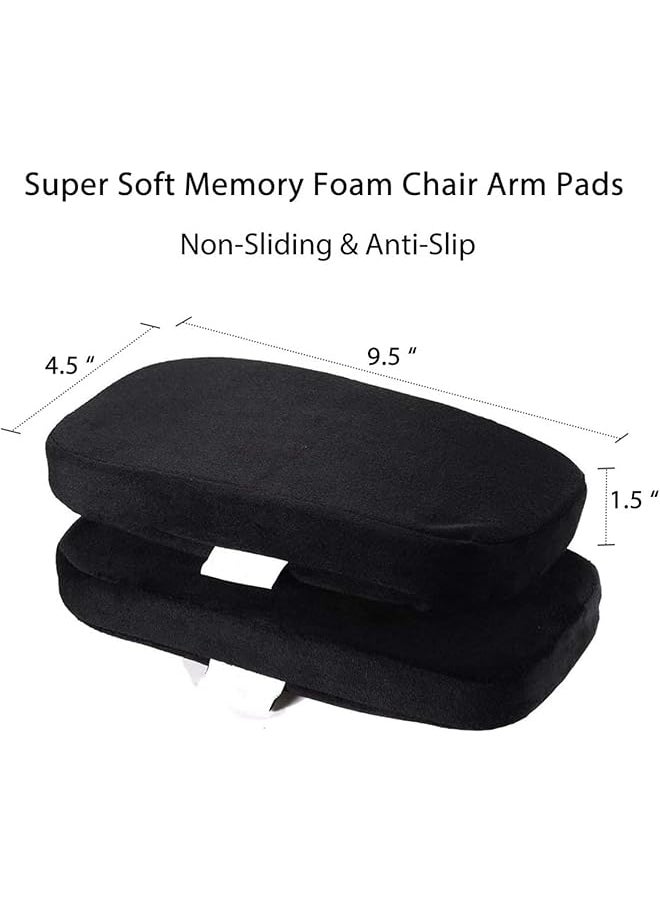Ergonomic Memory Foam Office Chair Armrest Pads Comfy Gaming Chair Arm Rest Covers For Elbows And Forearms Pressure Relief Set Of 2 Black