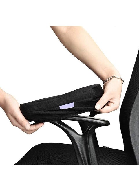 Ergonomic Memory Foam Office Chair Armrest Pads Comfy Gaming Chair Arm Rest Covers For Elbows And Forearms Pressure Relief Set Of 2 Black