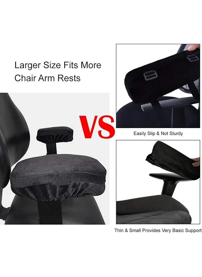 Ergonomic Memory Foam Office Chair Armrest Pads Comfy Gaming Chair Arm Rest Covers For Elbows And Forearms Pressure Relief Set Of 2 Black
