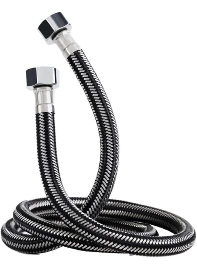 Rubik Stainless Steel Braided Hose Hot Cold Water Flexible Plumbing Pipe 1/2inch for Bathroom Kitchen Sink Water Inlet Hoses Suitable for Toilet Taps Water Heaters (1.8 Meter)  - Image 1