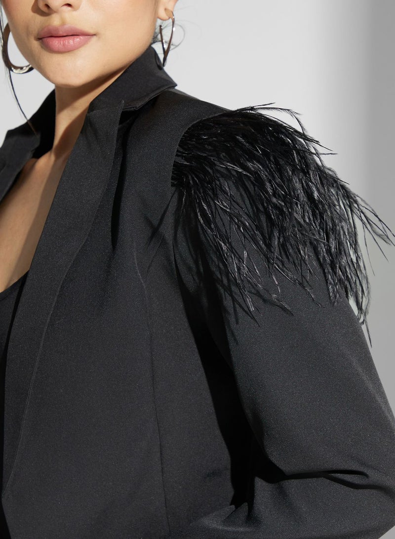 Feather Trim Blazer