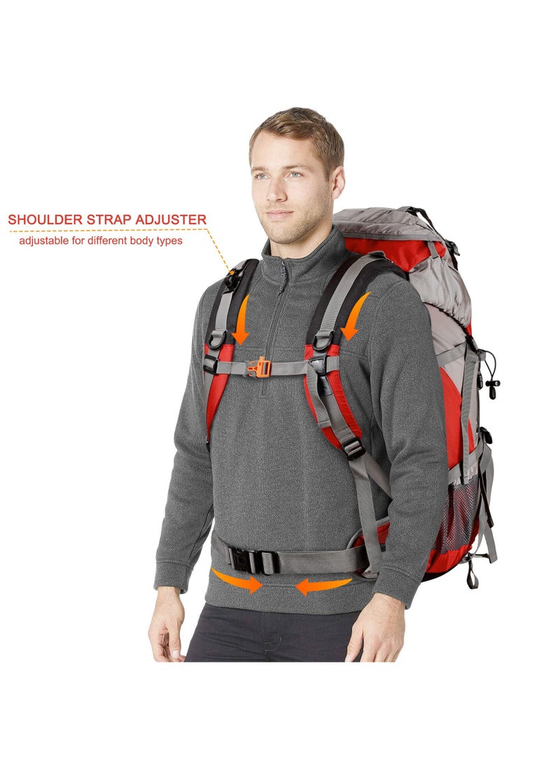 Esup 50L Camping Hiking Backpack Men with rain cover 45l+5l Lightweight Backpacking Backpack Travel Backpack (Red) - Image 4