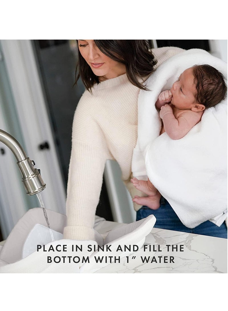 زهرة حمام الأطفال العضوية للرضع، حمام زهرة الخيزران الدافئ والمريح، سيحب الطفل زهرة الحمام المتفتحة، تناسب حوض الاستحمام، تدعم حديثي الولادة، حقيبة سفر على شكل زهرة اللوتس (رمادي أصفر) - Image 5