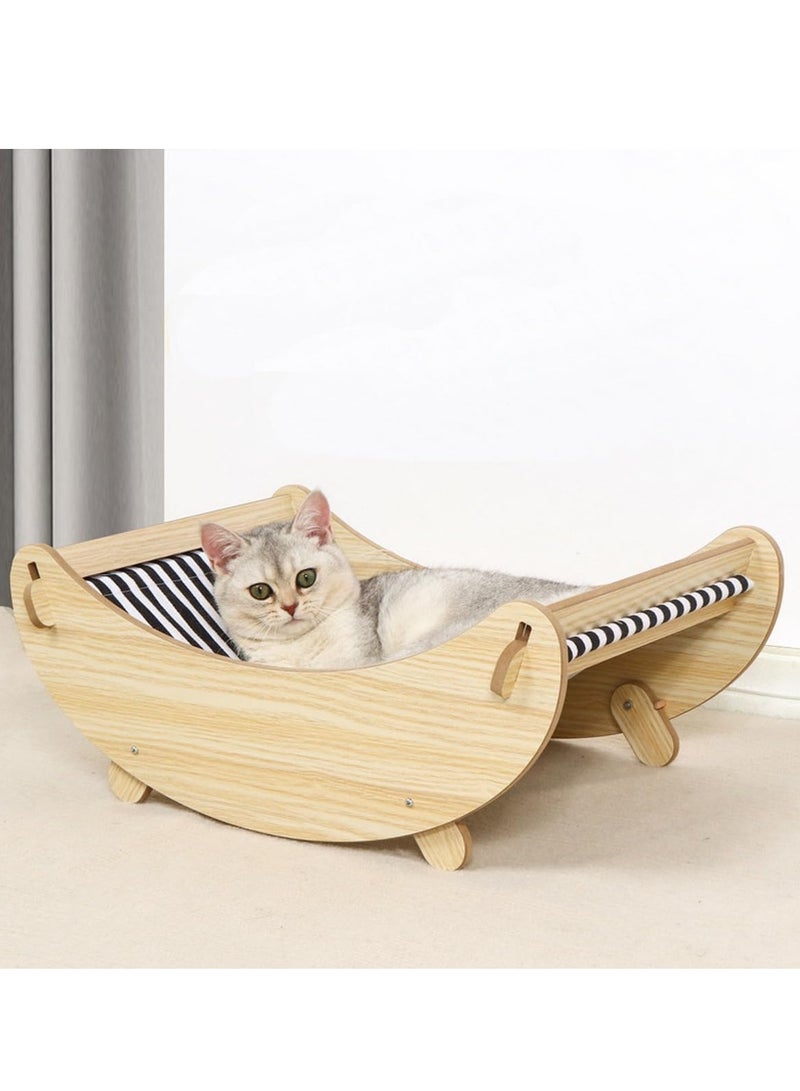 RATSAW Cat hammock  pet bed solid wood fancy cat swing  2 in 1 cradle and hammock cat hanging bed with durable wooden frame - Image 1