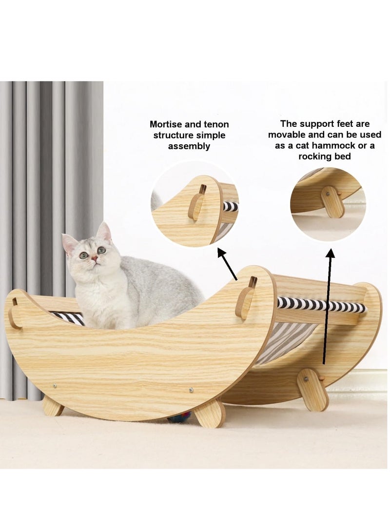 RATSAW Cat hammock  pet bed solid wood fancy cat swing  2 in 1 cradle and hammock cat hanging bed with durable wooden frame - Image 5