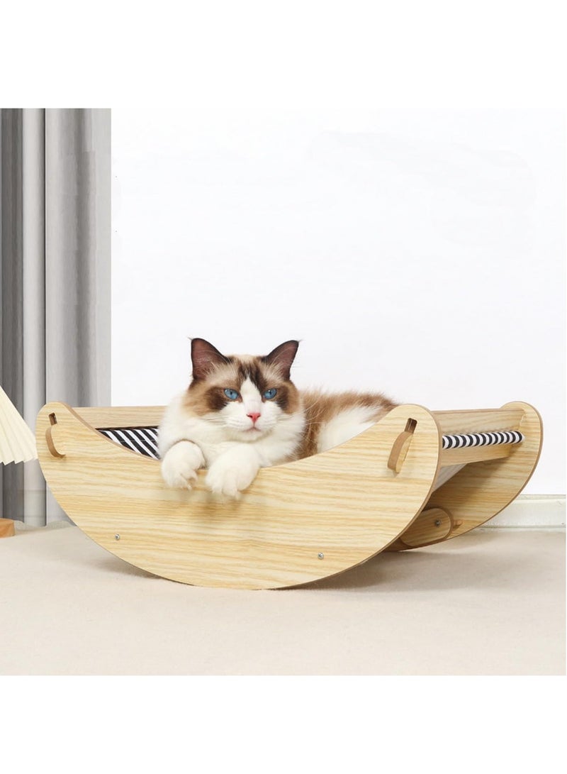 RATSAW Cat hammock  pet bed solid wood fancy cat swing  2 in 1 cradle and hammock cat hanging bed with durable wooden frame - Image 2