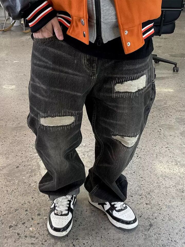 Unisex Classic Denim Jeans Loose Fit Daily Outdoor Wear - Image 1