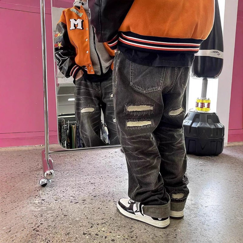 Unisex Classic Denim Jeans Loose Fit Daily Outdoor Wear - Image 3