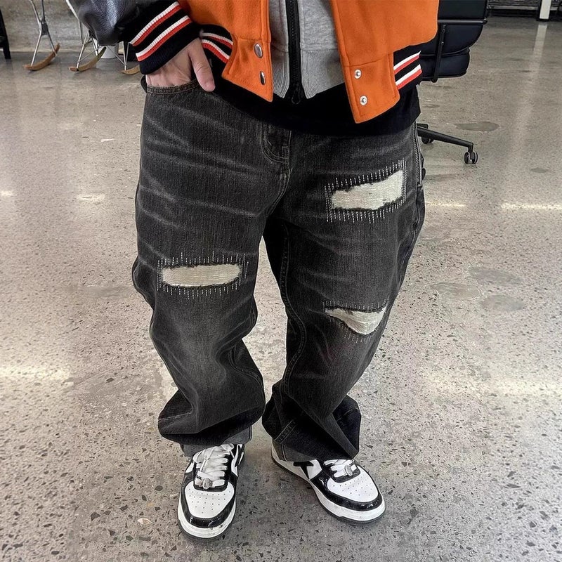 Unisex Classic Denim Jeans Loose Fit Daily Outdoor Wear - Image 2