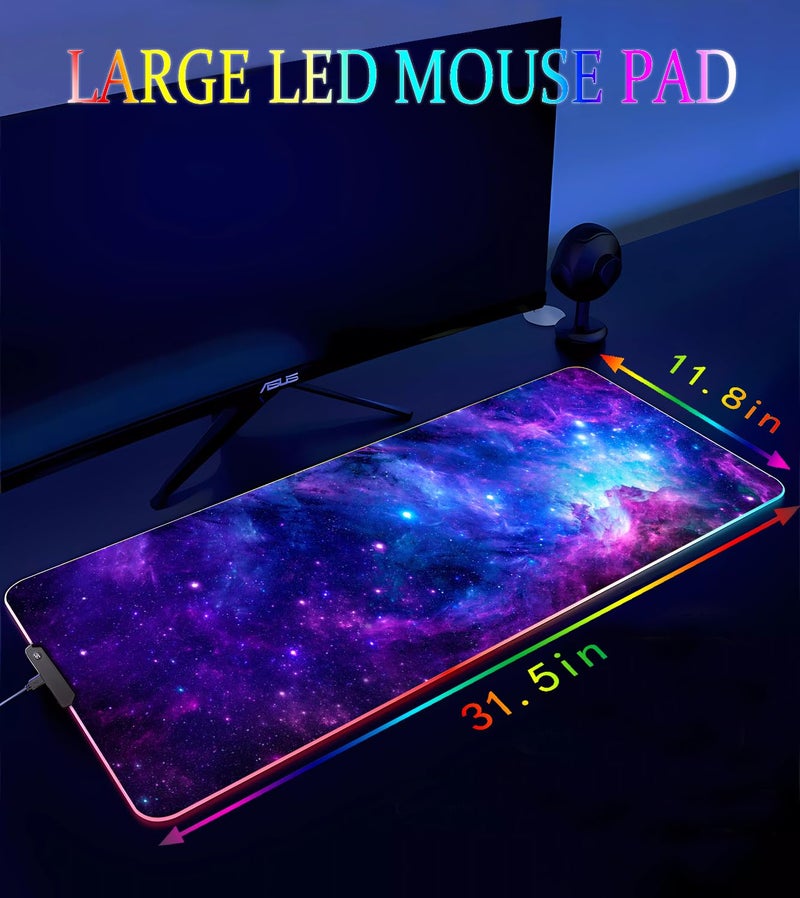 Armanza RGB Gaming Mouse Pad, Large Mousepad with Led Light, Gaming Accessories Keyboard Pad for Desk, Non-Slip Rubber Base Big Mouse Mat for Gamer, 31.5 X 11.8 Inch, Purple Galaxy - Image 4