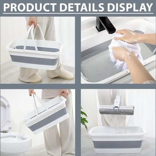 STELLIX Foldable Silicone Bucket | Perfect for Mop Cleaning, Camping, Travel, Car Washing etc. | This Versatile Bucket effortlessly Folds, is Lightweight, and Easy to Bring and Store - Image 3