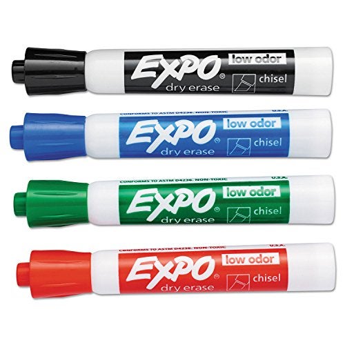 EXPO Low Odor Dry Erase Markers, Chisel Tip, Basic Assorted, 4 pk - Image 5