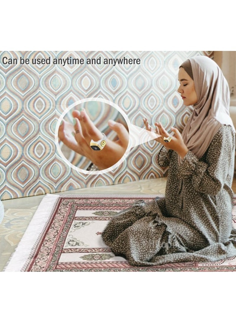بستوش - خاتم زكر ذكي مع تذكير الاهتزاز وعداد التسبيح واتصال البلوتوث لتطبيق IQIBLA الحصري و 5 تذكيرات الصلاة اليومية,20 مم - Image 1