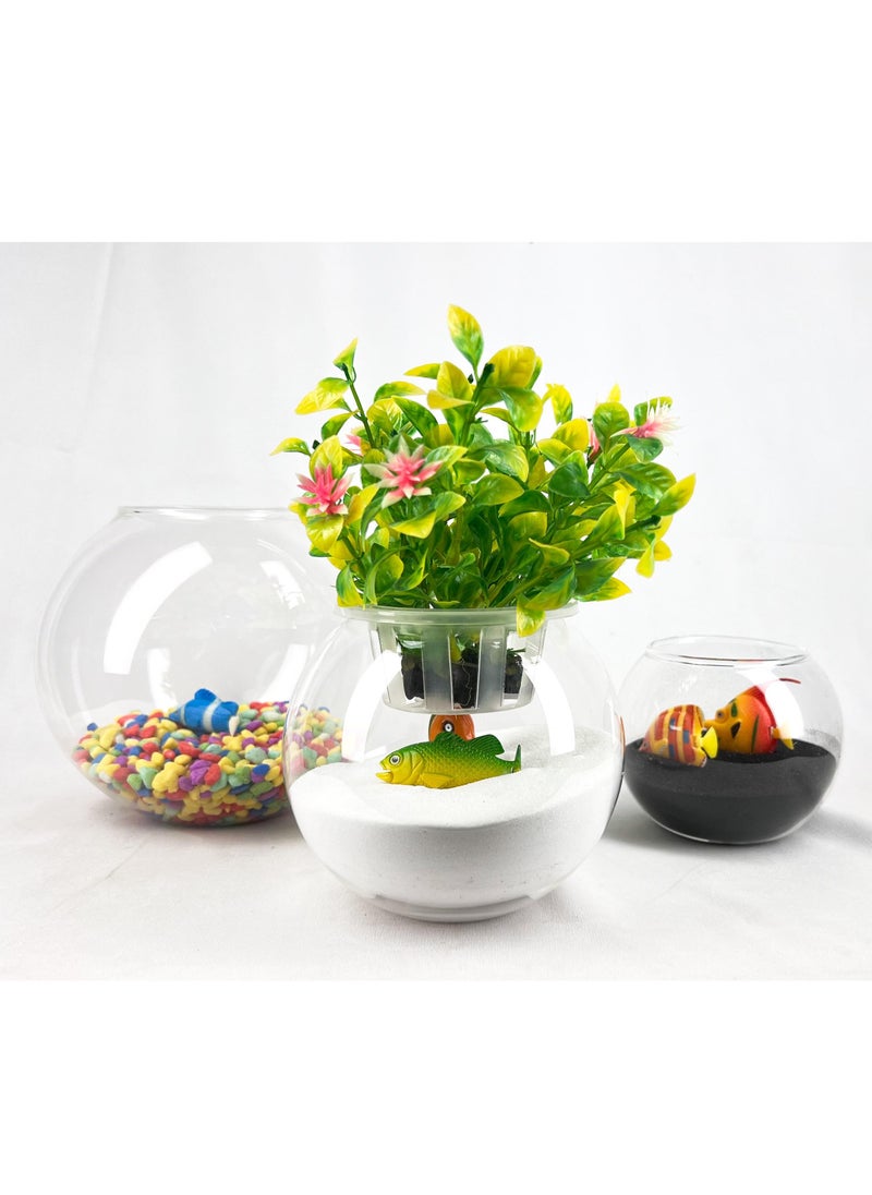 vsell24 Elegant Glass Aquarium Bowl Set with Built-in Plant Holder Lids – Available in 4, 4.5, and 6 Inch Sizes  - Image 4