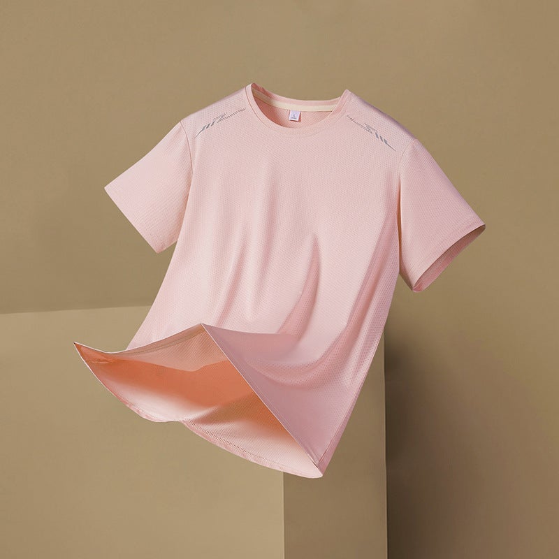 Sports T-Shirt Men'S Fashionable Ice Silk Cool T-Shirt Men'S Summer Thin Loose Sports Breathable Quick-Drying Mesh Short Sleeve - Image 3