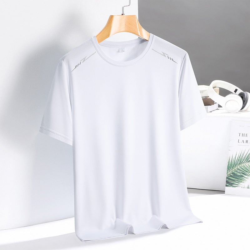 Sports T-Shirt Men'S Fashionable Ice Silk Cool T-Shirt Men'S Summer Thin Loose Sports Breathable Quick-Drying Mesh Short Sleeve - Image 1