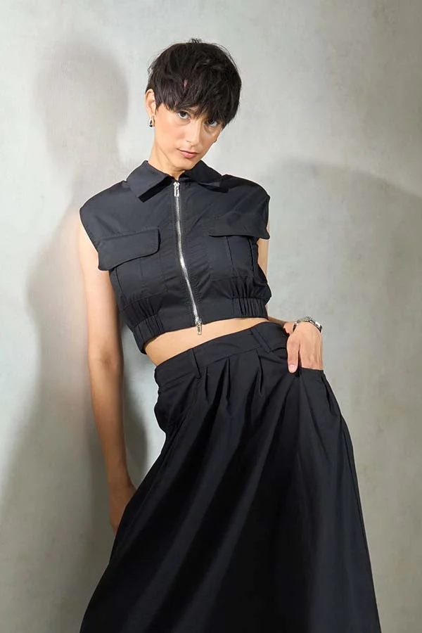 VIRGIO Cotton Stretch Utility Crop Shirt