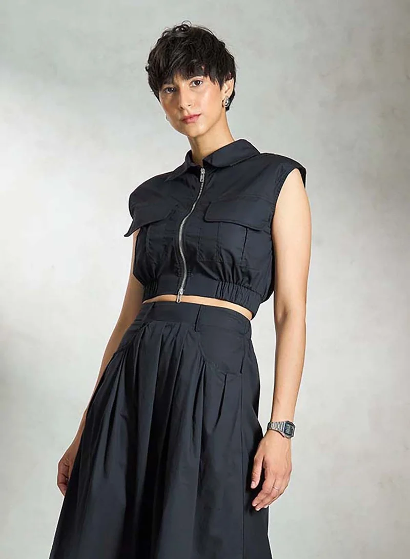 فيرجيو قميص فيرجيو قطن مطاطي بتصميم عملي قصير