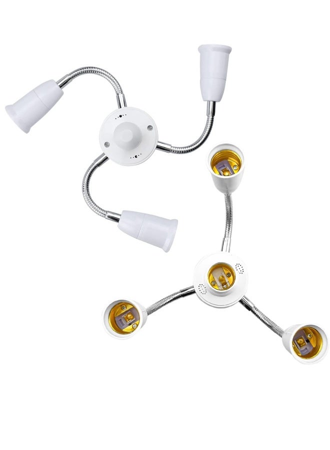 Light Socket Splitter 4 in 1 Adapter Bulb Lamp Holder Converter Lengthen Standard LED Bulbs Holder Base Adapter for E26 or E27 Standard LED Bulbs 360 Degrees Rotation Adjustable 1 Pack - Image 1