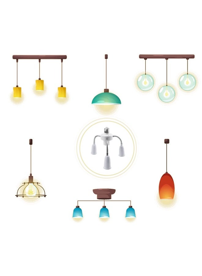 Light Socket Splitter 4 in 1 Adapter Bulb Lamp Holder Converter Lengthen Standard LED Bulbs Holder Base Adapter for E26 or E27 Standard LED Bulbs 360 Degrees Rotation Adjustable 1 Pack - Image 4