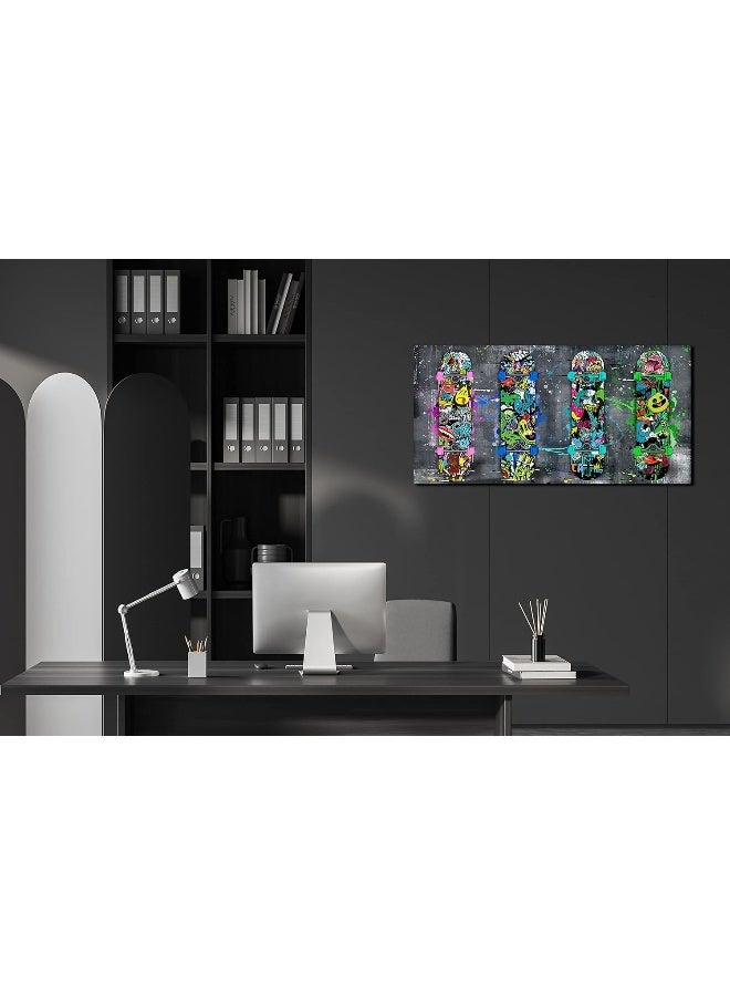 SIXTTART Graffiti Canvas Wall-Art for Bedroom - Banksy Abstract Canvas Wall Art for Living Room Wall Painting Teen Boys Bedroom Decor Ready to Hang Size 40" x 20" - Image 3