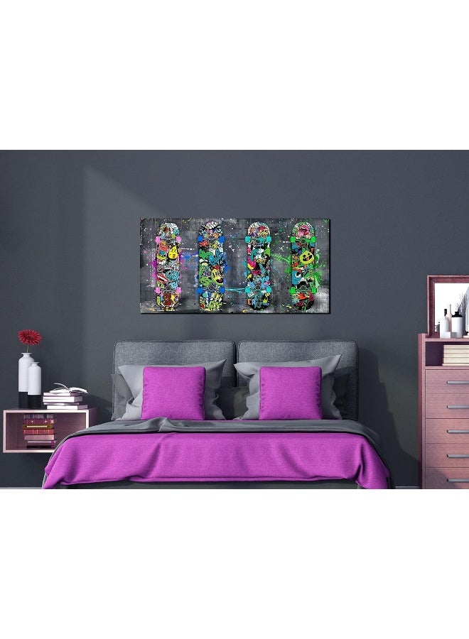 SIXTTART Graffiti Canvas Wall-Art for Bedroom - Banksy Abstract Canvas Wall Art for Living Room Wall Painting Teen Boys Bedroom Decor Ready to Hang Size 40" x 20" - Image 2