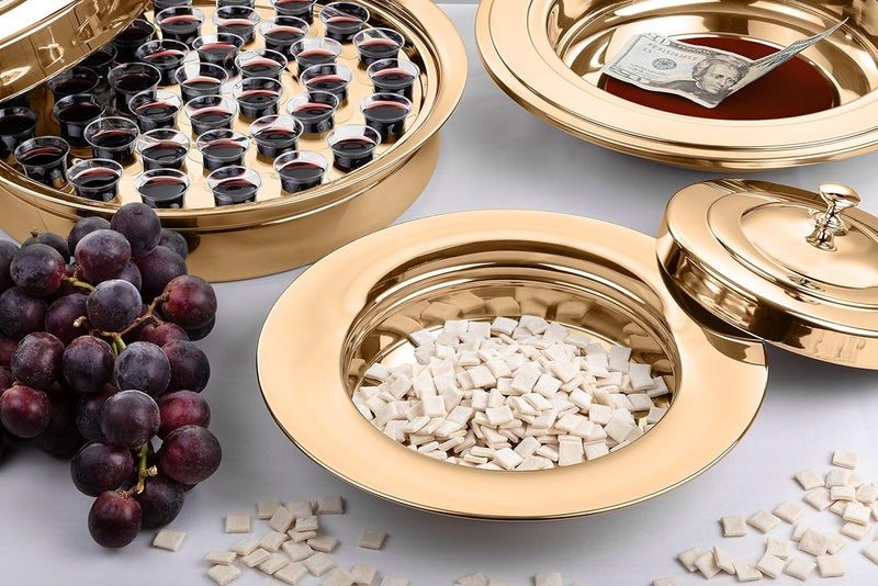 Steadfast Selections (Offering Plate Red) Premium Gold Stainless Steel Offering Plates for Church | Offering Trays | Church Collection Plate | Church Offering Plates - Image 5