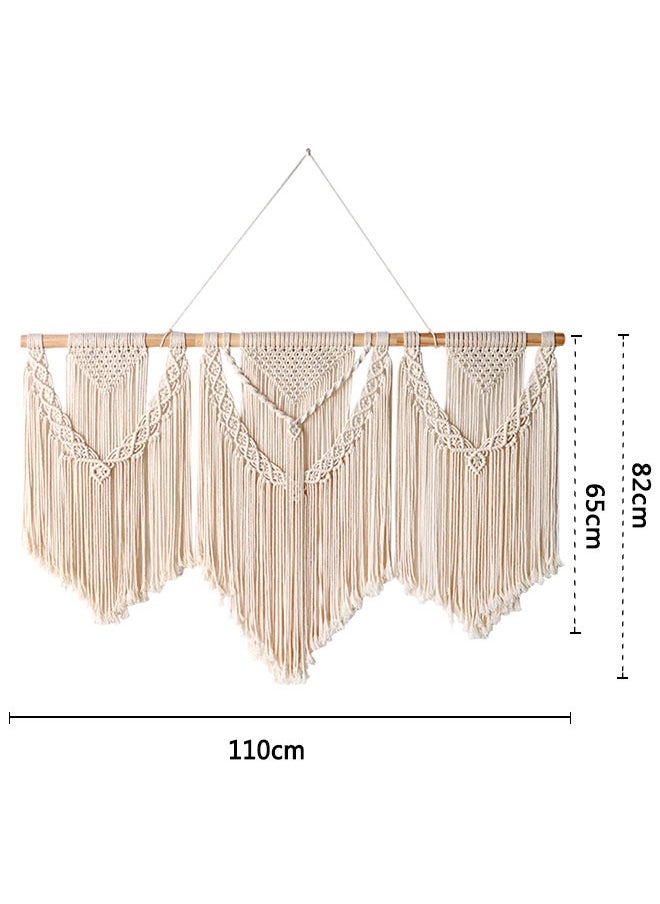 HAWAWA - Large Macrame Wall Hanging Wide Boho Handmade Woven Tapestry Wall Decor for Bedroom Living Room Home Including Hanging Rod 110x82cm，three-in-one - Image 1