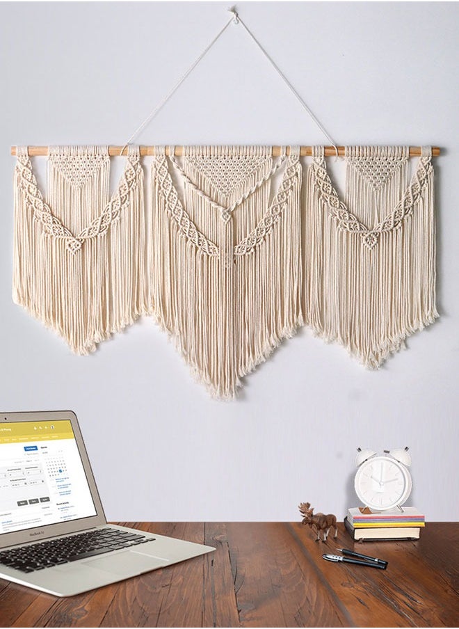 HAWAWA - Large Macrame Wall Hanging Wide Boho Handmade Woven Tapestry Wall Decor for Bedroom Living Room Home Including Hanging Rod 110x82cm，three-in-one - Image 1