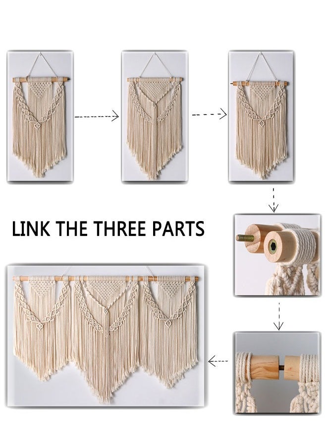 HAWAWA - Large Macrame Wall Hanging Wide Boho Handmade Woven Tapestry Wall Decor for Bedroom Living Room Home Including Hanging Rod 110x82cm，three-in-one - Image 1