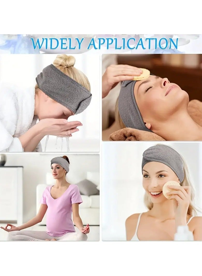 Goolsky رباط شعر مزدوج الجوانب مع قماش مضاد للماء لغسل الوجه وإزالة المكياج، رباط شعر نسائي للرياضة واليوغا (3 قطع) - Image 4